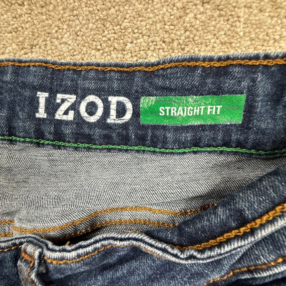 IZOD Straight Fit Mens Jeans Medium Wash Blue Denim 30x30